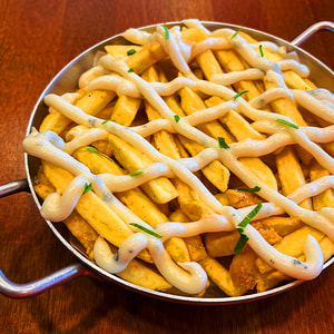 Fritas com Queijo e Bacon