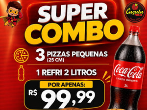 Combo Tres Pizzas Pequenas 25Cm Mais Refri 2L