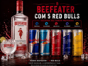 Gin Beefeater com 5 Red Bulls