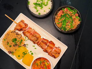 Espeto de Frang com Bacon Jantinha Completa